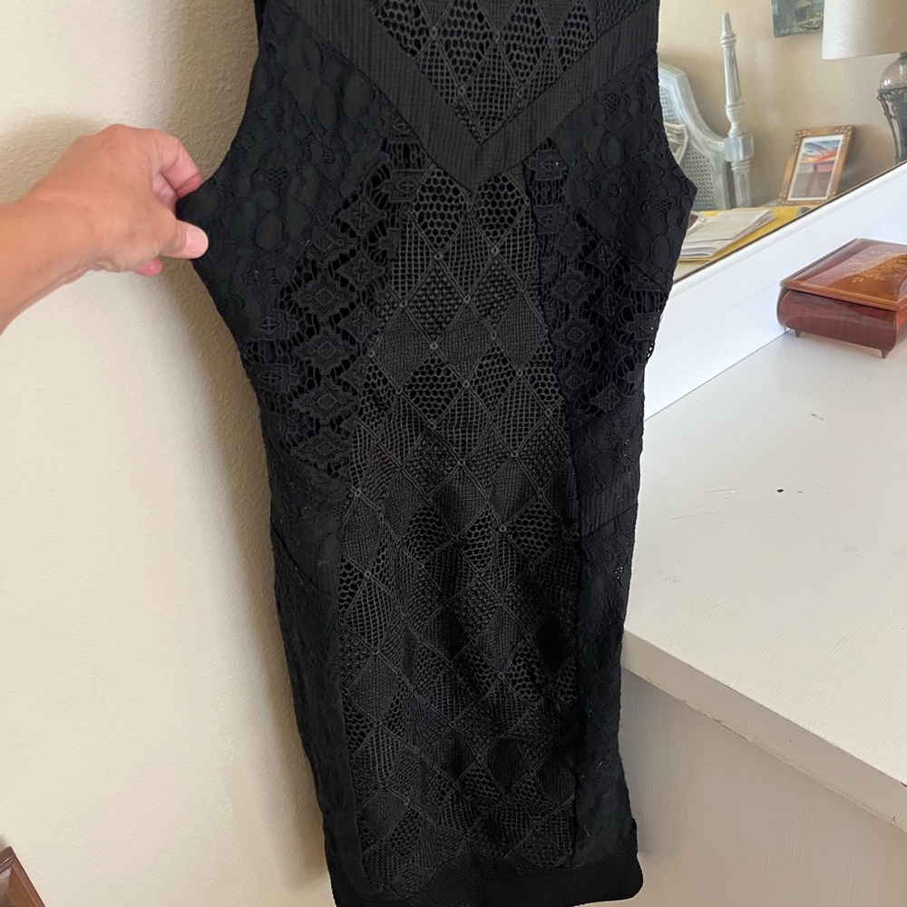 Greylin Black Crochet Lace Dress